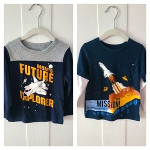 Set of 2 Space themed long sleeve toddler shirts